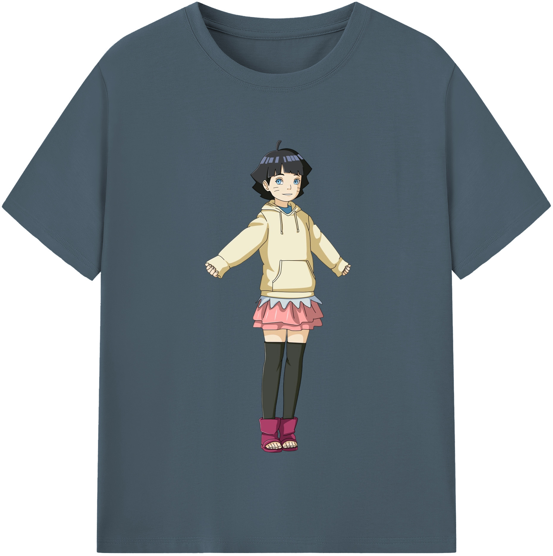 （画像用） NARUTO -ナルト- うずまき ヒマワリ Uzumaki Himawari 綿100％半袖Tシャツ（フロントプリント）